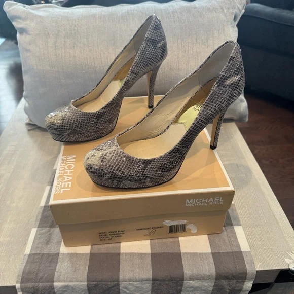 Michael Kors Snakeskin Heels - Black and Gray - Picture 2 of 9